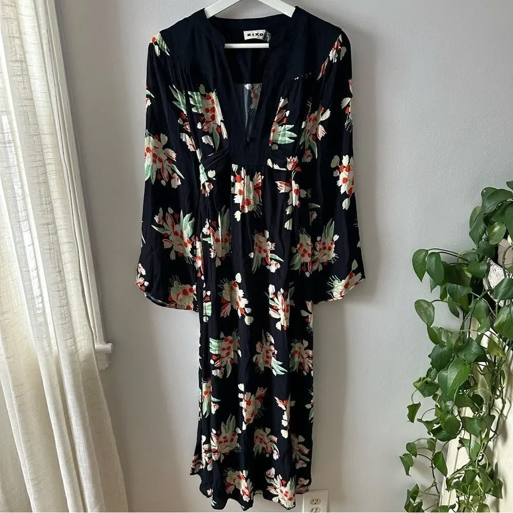 RIXO Anela Floral-Print Crepe Midi Dress - Picture 2 of 9